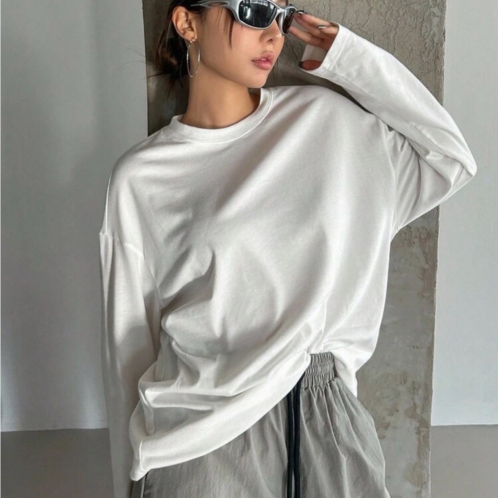 Casual White Long Sleeve Top